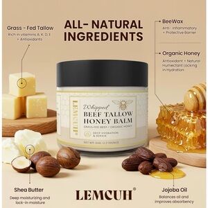 1. Whipped Beef Tallow Honey Balm - Cream Moisturizing